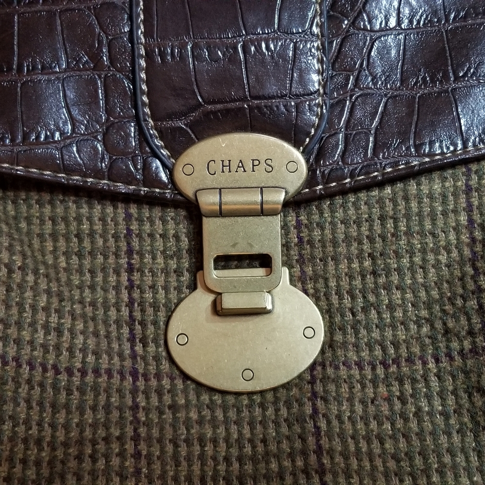 Chaps est 1978 Leather and tweed shoulder handbag